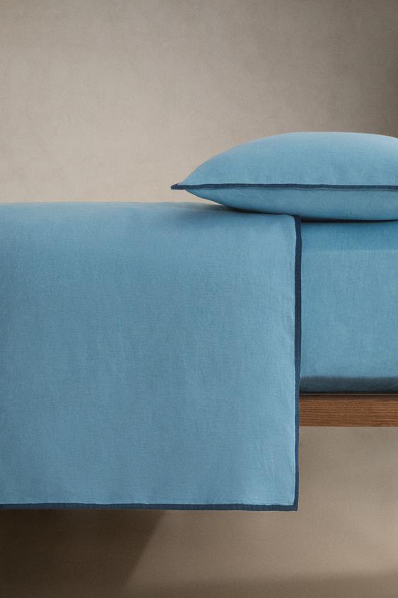 DRAP-HOUSSE LIN | HAUTEUR 30 CM - Bleu de Zara - Image 2