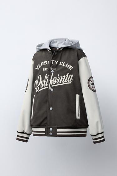 BOMBER JACKET WITH HOODIE AND FAUX LEATHER SLEEVES - Brown by Zara - Image 2