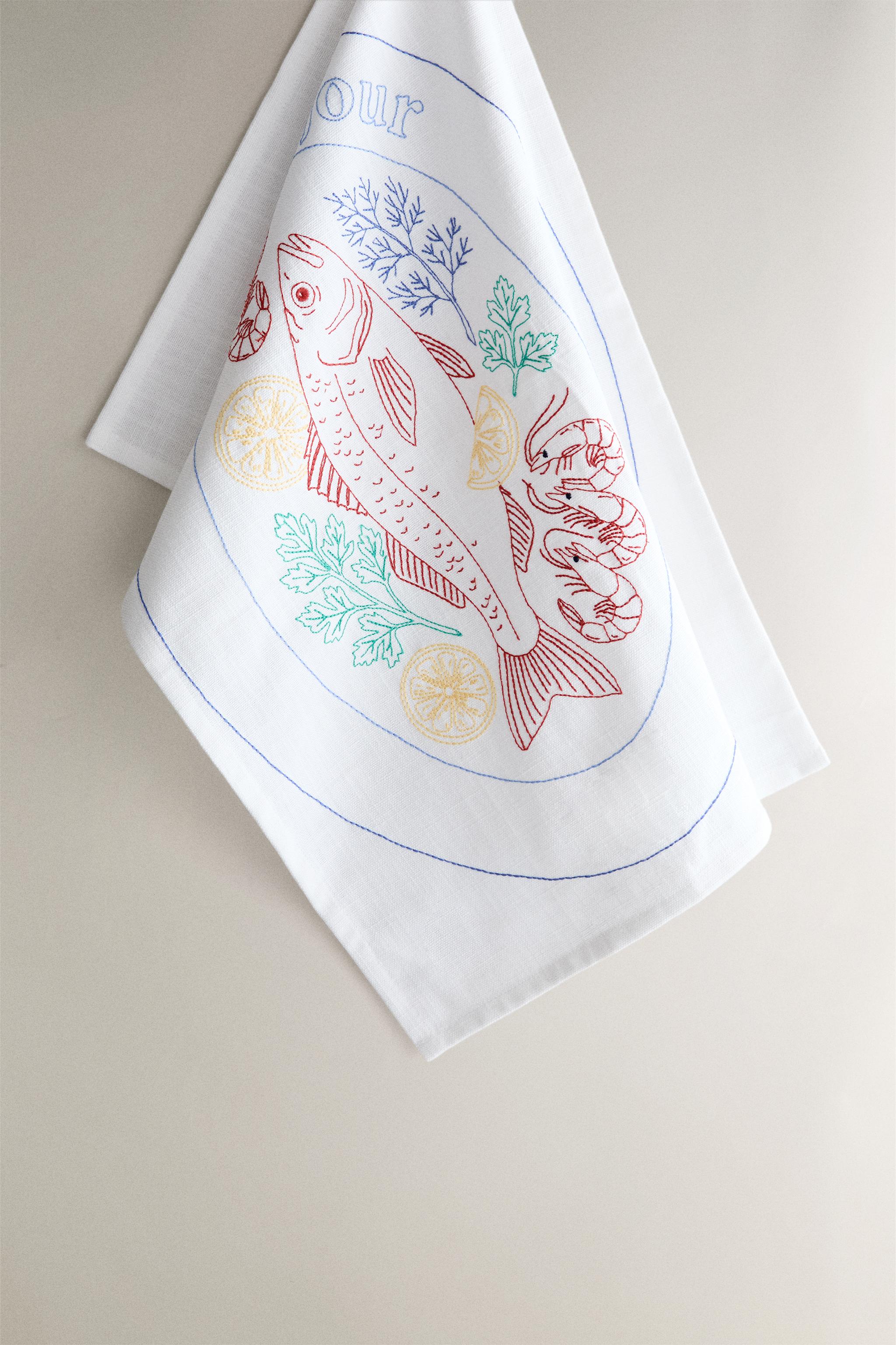 FISH PLATE TEA TOWEL