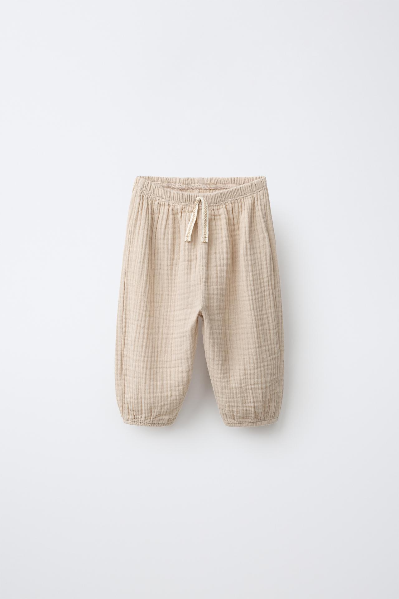 TEXTURED BALLOON PANTS — Stone