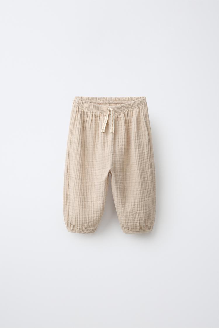 TEXTURED BALLOON PANTS — Stone