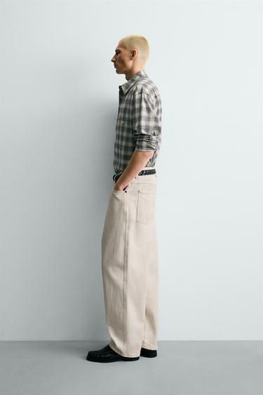 CHEMISE BOXY FIT À CARREAUX - Bleu de Zara - Image 3