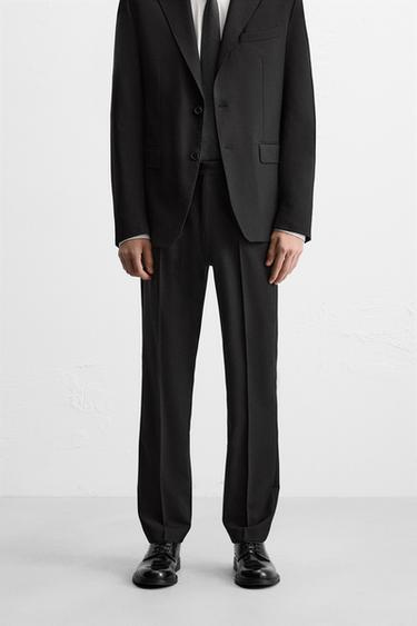 100% WOOL SUIT TROUSERS - Black by Zara