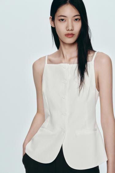BUTTONED WAISTCOAT TOP - Ecru by Zara