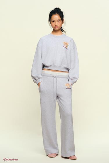 BUTTERBEAR © 이중 허리 와이드 팬츠 - Zara 그레이