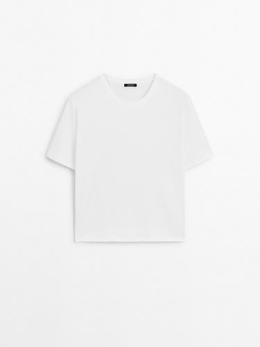 Camiseta ligera 100 % algodón - Blanco roto de Zara