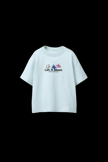 T-SHIRT MIT BLUMENPRINT - Hellblau von Zara - Bild 0