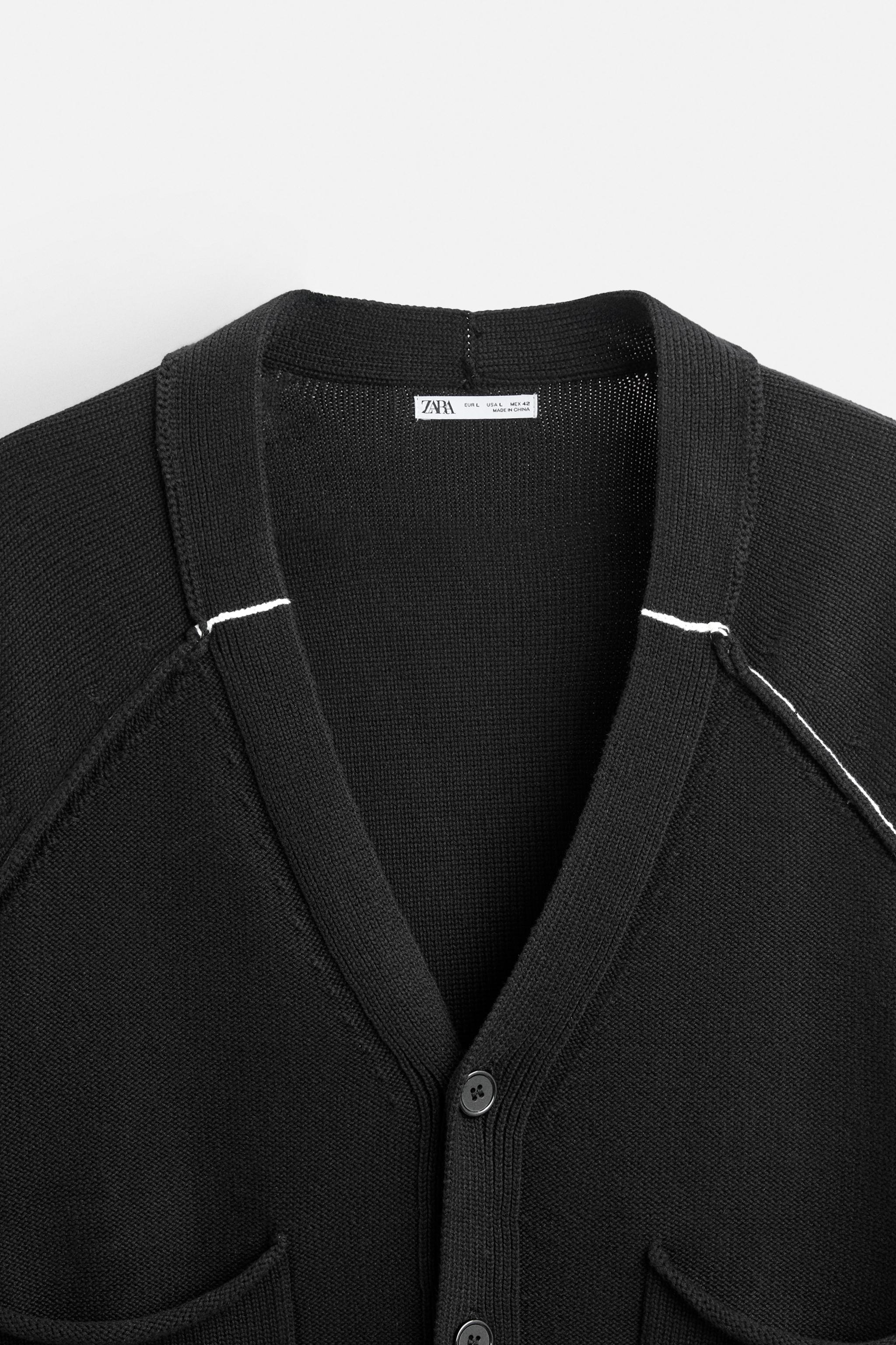 コントラストドローストリングカーディガン - ブラック | ZARA