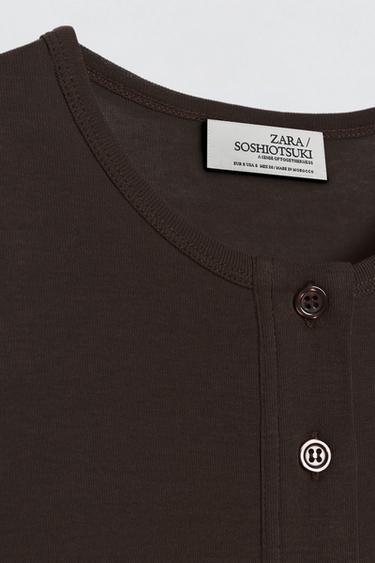 T-SHIRT COL TUNISIEN SOSHIOTSUKI X ZARA - Marron de Zara - Image 5