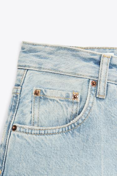 TRF RIPPED MID-RISE DENIM JORTS - Blue by Zara - Image 7