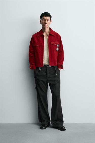 BOXY FIT CORDUROY OVERSHIRT - Red by Zara