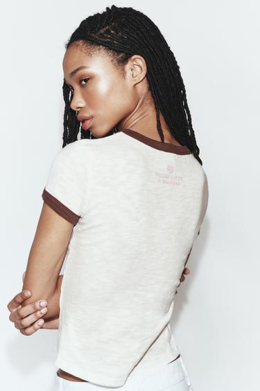 HELLO KITTY AND FRIENDS © SANRIO SLUB KNIT T-SHIRT - Ecru by Zara