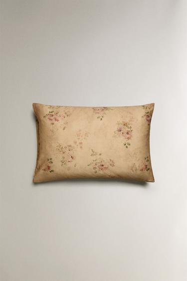 FLORAL PRINT SATEEN PILLOWCASE - Ochre by Zara - Image 3