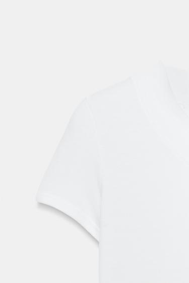 T-SHIRT COL V BAS ASYMÉTRIQUE - Blanc de Zara - Image 10
