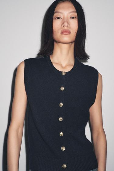 CHALECO 100% LANA - Marino de Zara