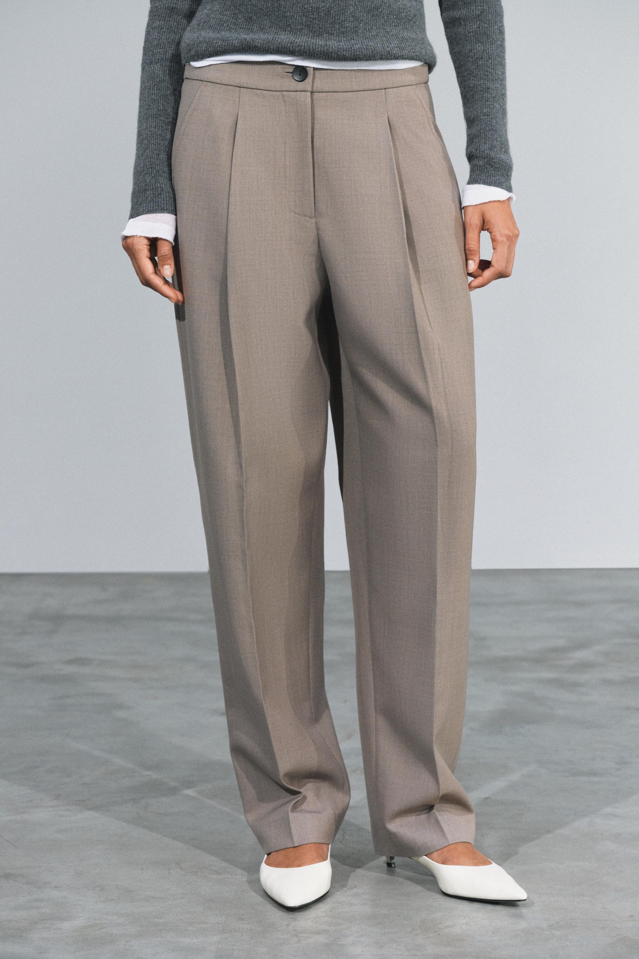 ZW COLLECTION WOOL BLEND TROUSERS - Light grey | ZARA Turkey