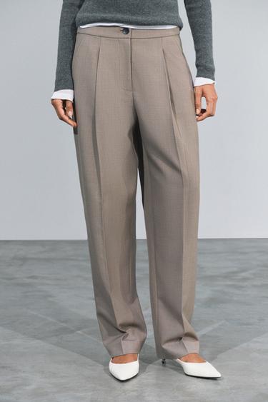 ZW COLLECTION WOOL PANTS — Light gray 1