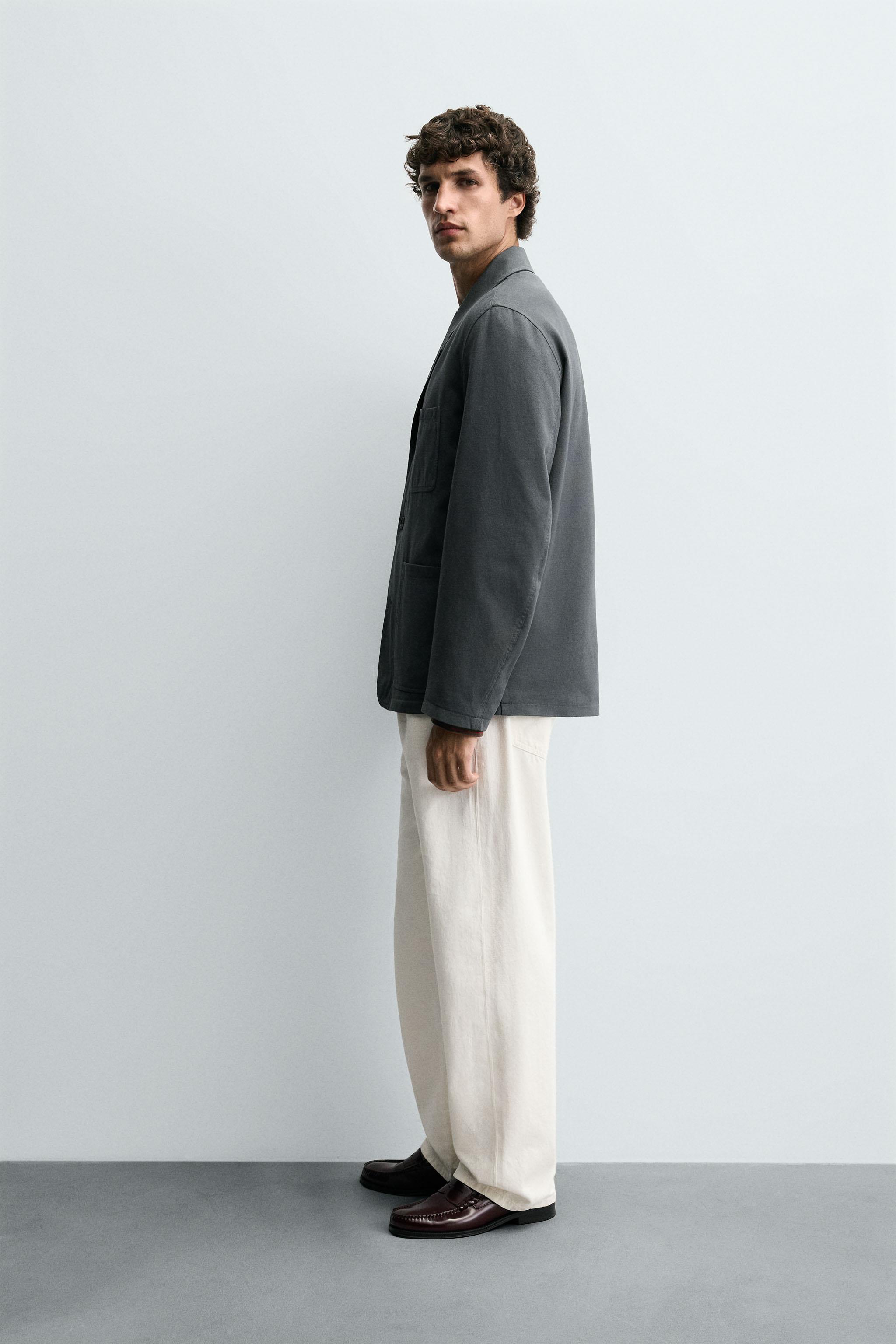 TEXTURED RELAXED FIT BLAZER - Anthracite grey | ZARA United