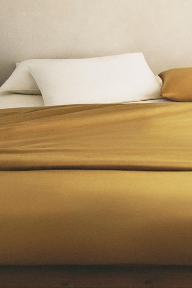 SATEEN DUVET COVER (300 THREAD COUNT) - Mustard by Zara