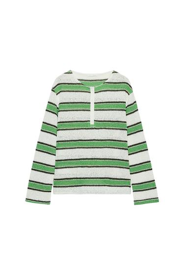 Zara Yeşil şerit - ÇİZGİLİ RUSTİK T-SHIRT