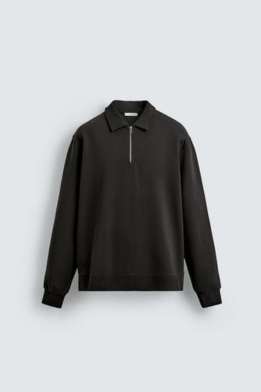 POLO INTERLOCK ZIPPÉ - Marron / Taupe de Zara