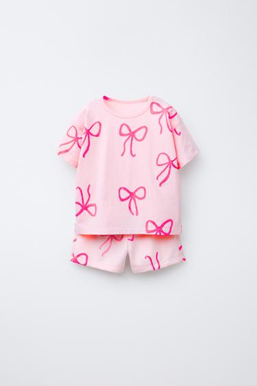 Zara PRINTED T-SHIRT AND SHORTS SET - Pink