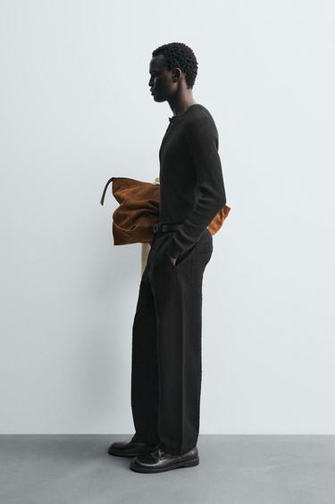 TEXTURED STRAIGHT-LEG TROUSERS - Black by Zara - Image 3