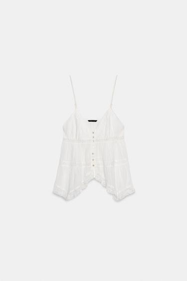 EMBROIDERED STRAPPY TOP - White by Zara - Image 2