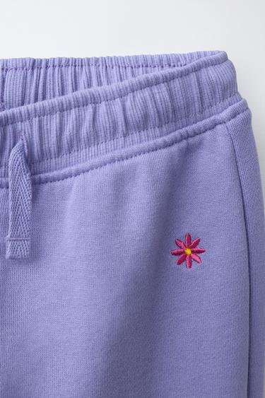DAISY EMBROIDERED PLUSH TROUSERS - Blue / Lavender by Zara