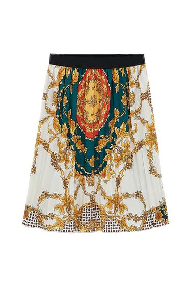 PLEATED CHAIN PRINT SKIRT