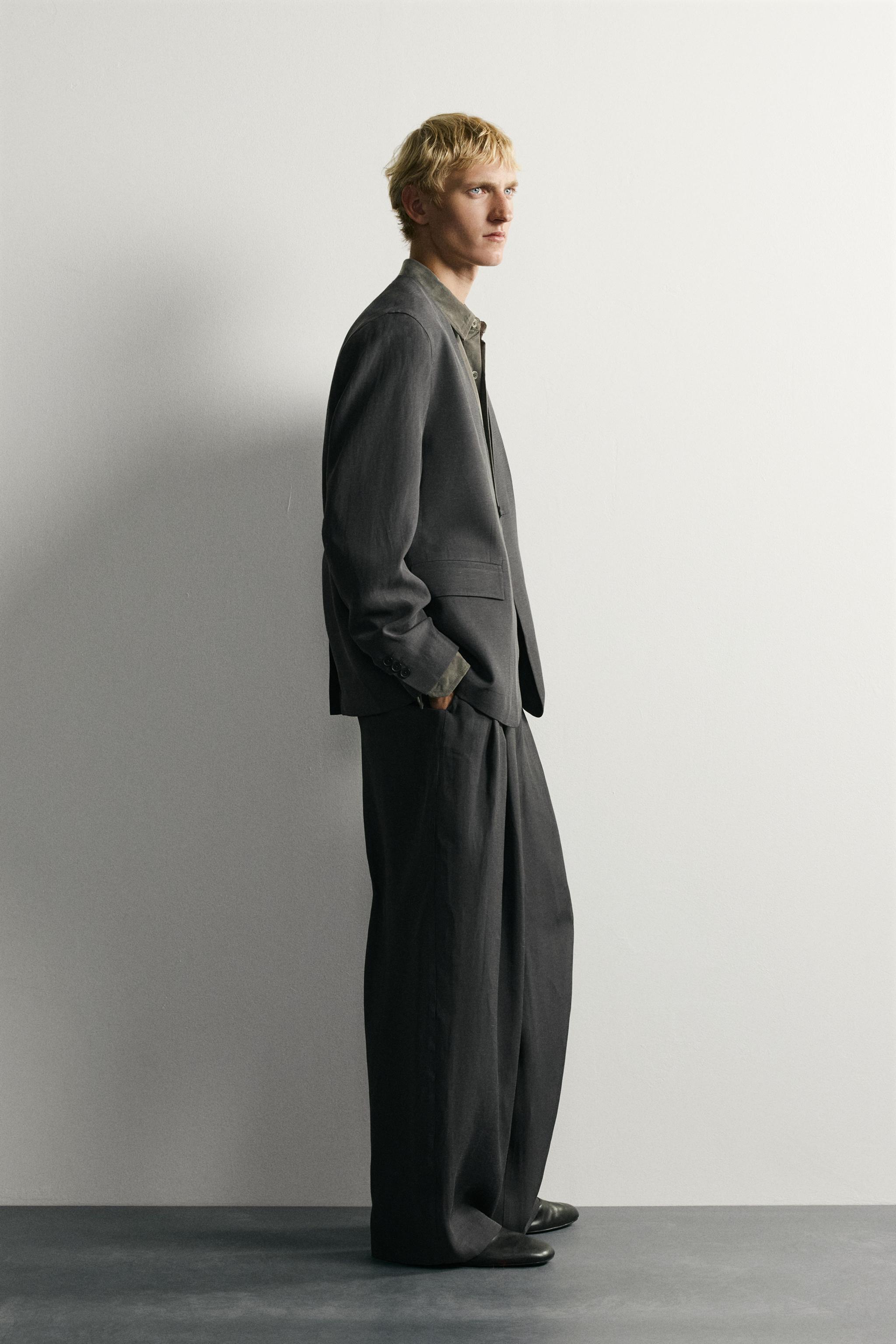 Мужские брюки Zara RELAXED FIT WIDE LEG SUIT PANTS — фото 4