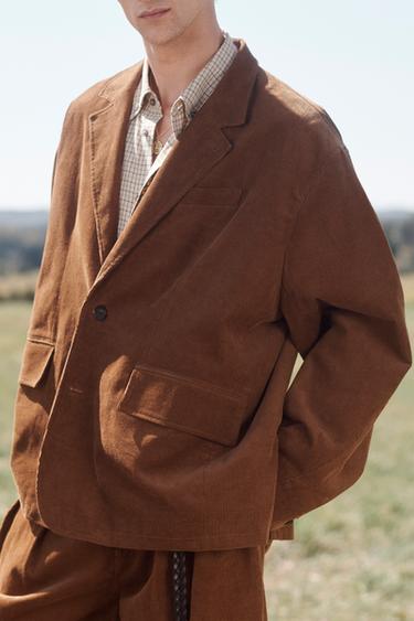 LIMITED EDITION RELAXED FIT CORDUROY SUIT BLAZER - Brown by Zara - Image 2
