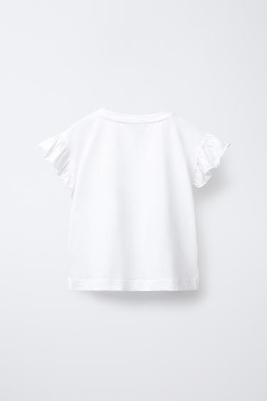 T-SHIRT UNI À VOLANTS - Blanc de Zara - Image 1