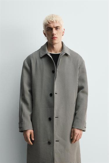 Zara STRUCTURED PLAID COAT LIMITED EDITION - Black / White