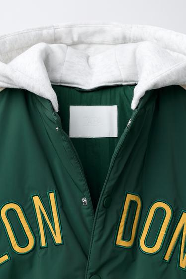 WATER-REPELLENT BOMBER JACKET WITH DETACHABLE FLEECE HOODIE - Green by Zara - Image 7