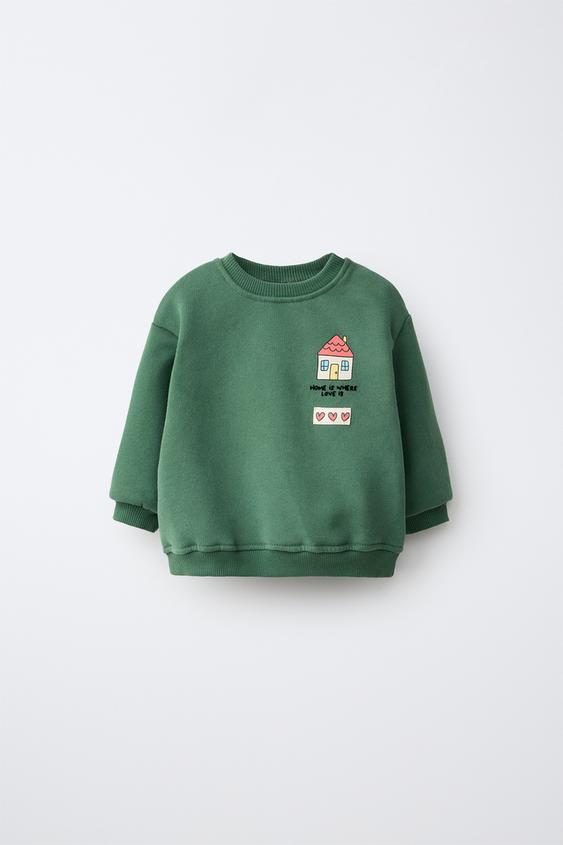 LITTLE HOUSE PRINT SWEATSHIRT - GREEN by Zara - Image 0