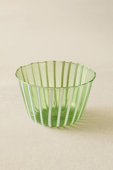 STRIPED BOROSILICATE BOWL - Green by Zara