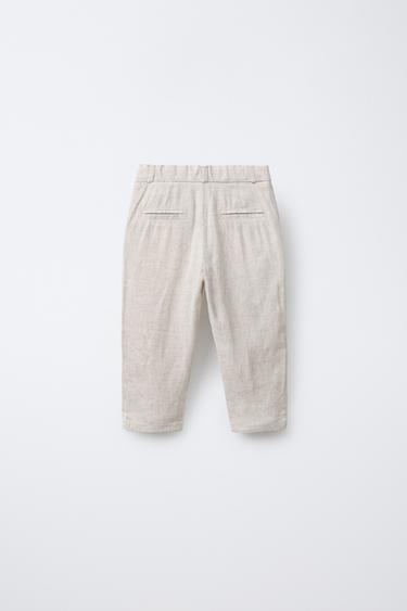 PANTALON DE COSTUME AVEC LIN - Beige clair de Zara - Image 1