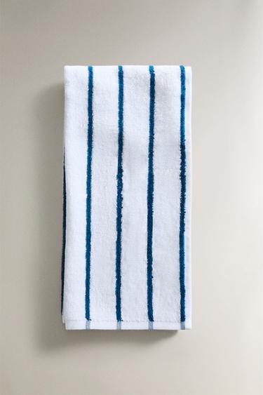 STRIPED COTTON TERRY TEA TOWEL - Blue by Zara - Image 4