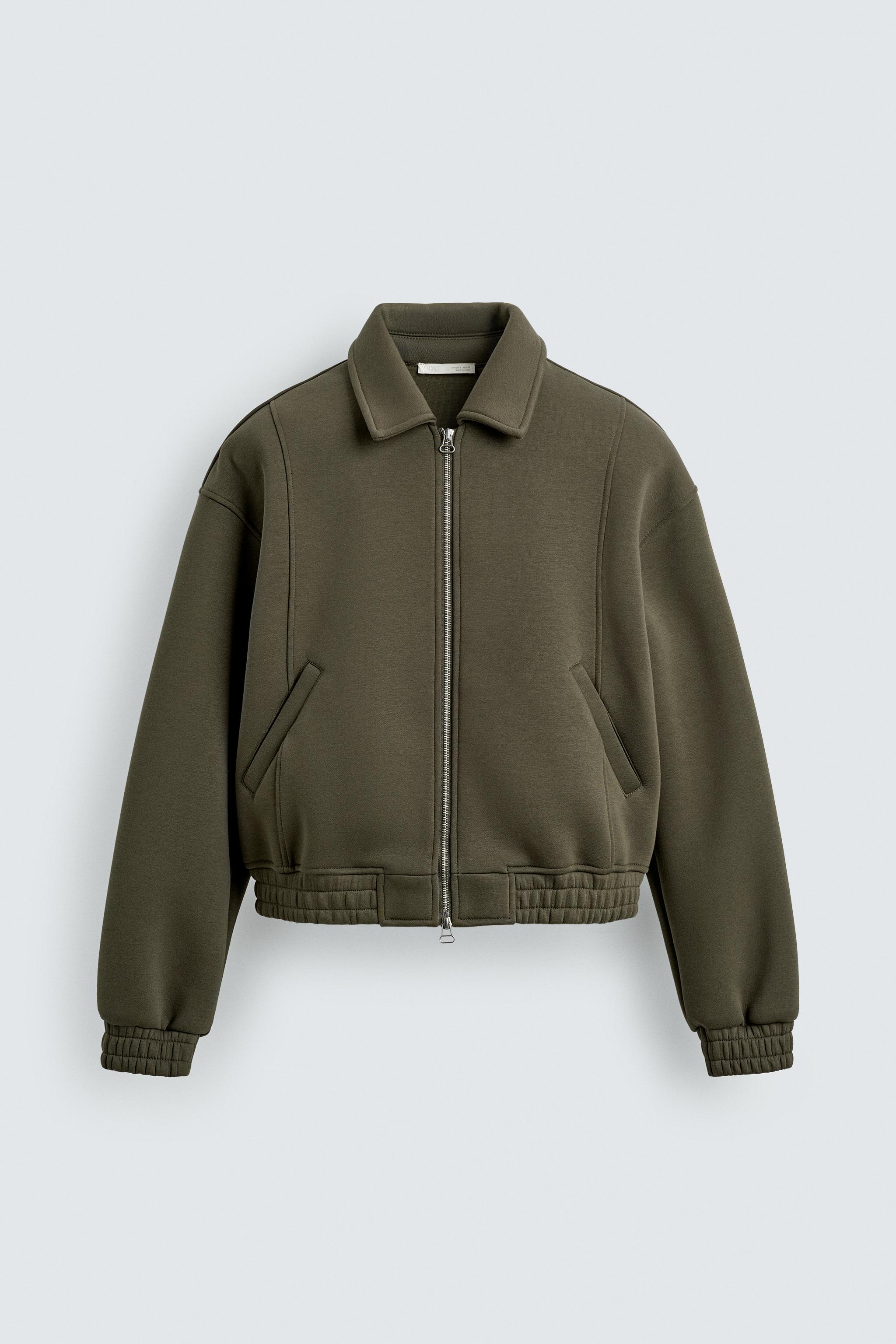 クロップドフィットテクニカルジャケット - オリーブグリーン | ZARA