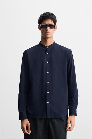 CREASED-EFFECT SHIRT - Navy blue by Zara