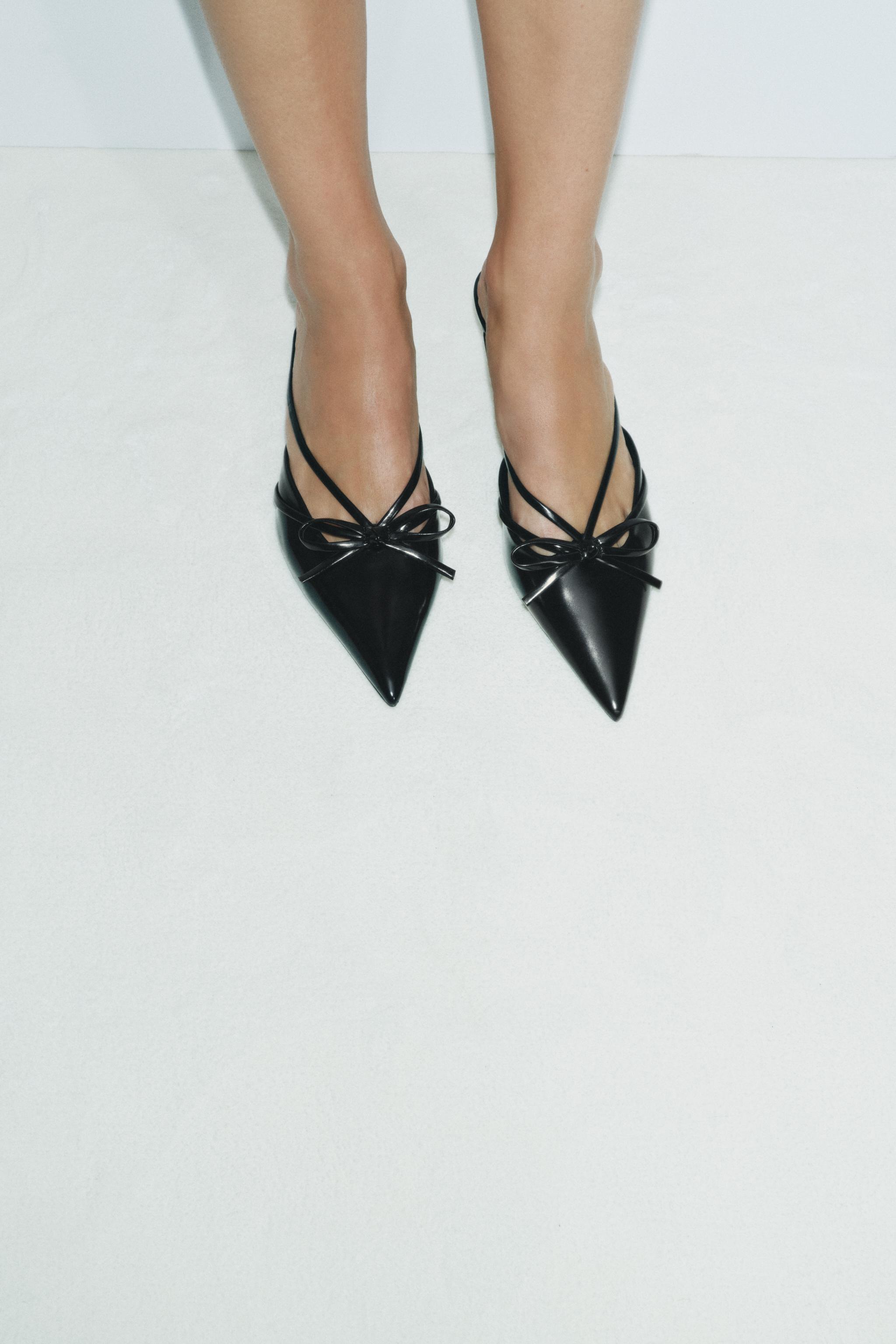 SLINGBACK BOW KITTEN HEELS Black ZARA Canada