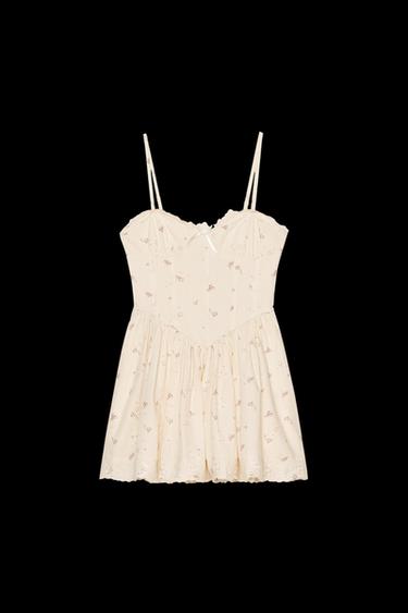 KLEID IM KORSETT-STIL AUS POPELINE MIT BLUMENPRINT - Vanille von Zara - Bild 0