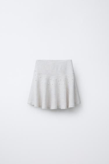 SOFT TOUCH FAUX PEARL SKIRT - Ecru by Zara - Image 0