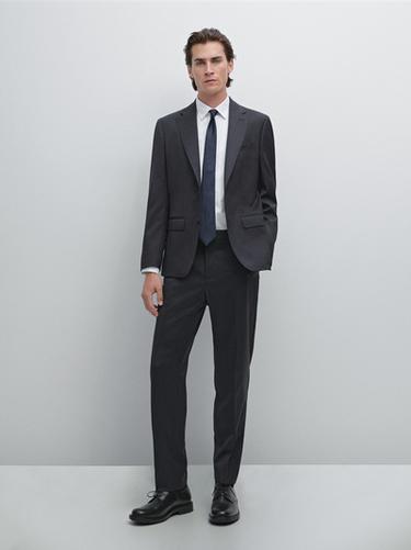 Americana traje 100% lana - Gris Antracita de Zara