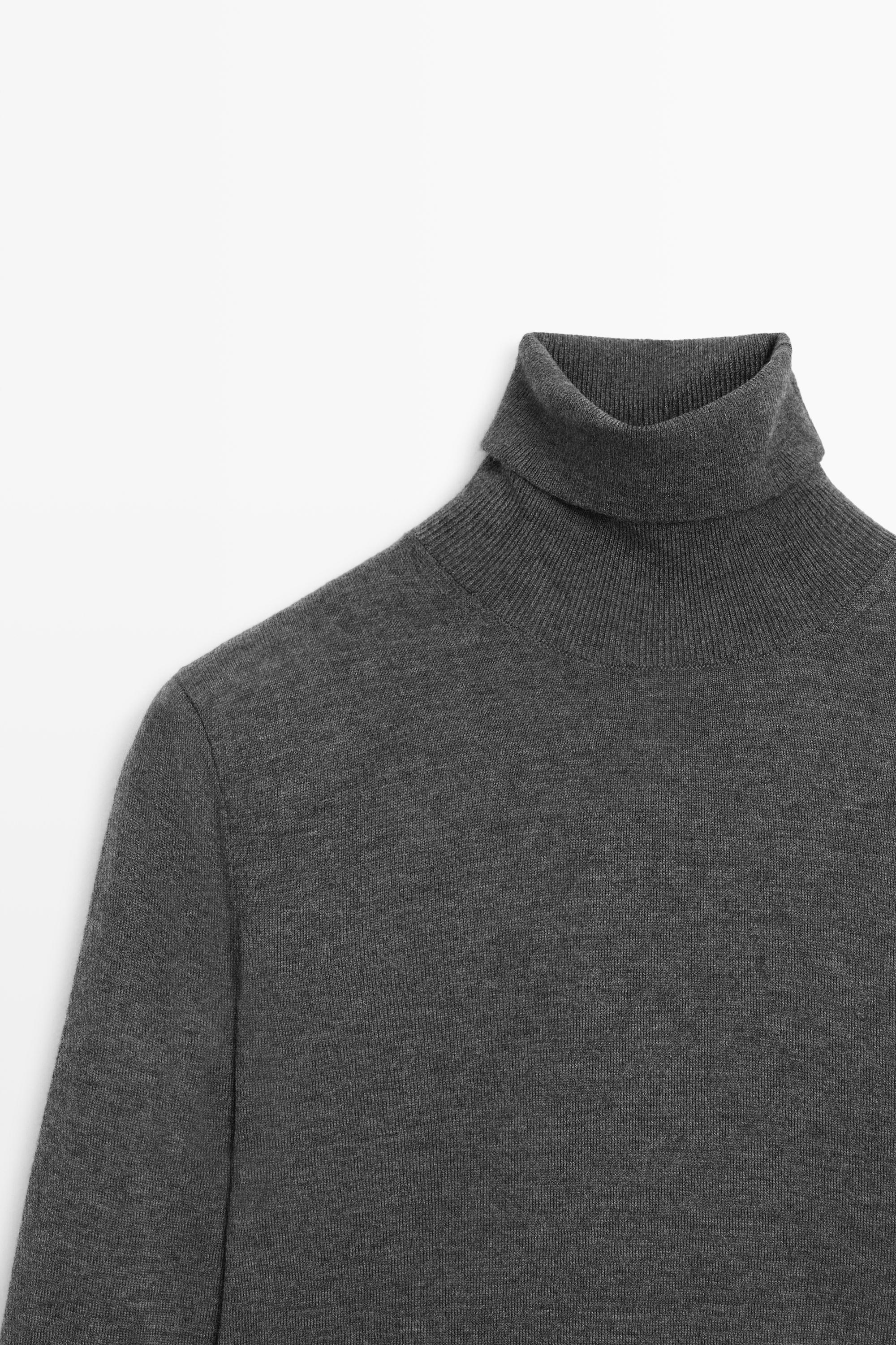 Wool-blend turtleneck knit sweater