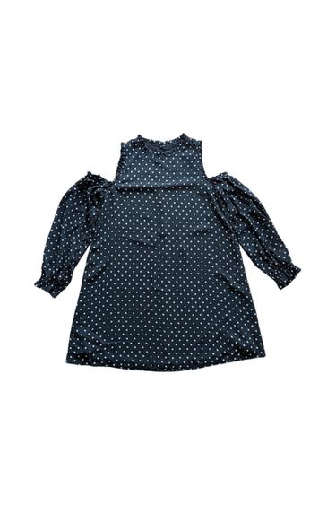 BLACK POLKA DOT COLD SHOULDER MINI DRESS