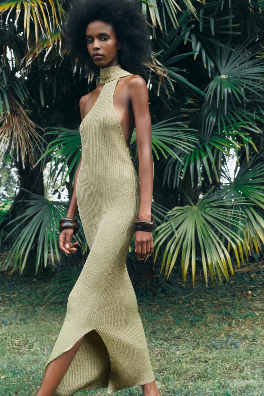 Maxi Zara Metallic Knit Dress Ladies Dresses Maxi Dress Zara Knit Dress  Rent Zara Metallic Crackled