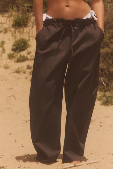 Zara BARREL PANTS - Dark brown
