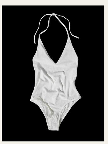Zara Textured V-neck swimsuit - Oyster-white